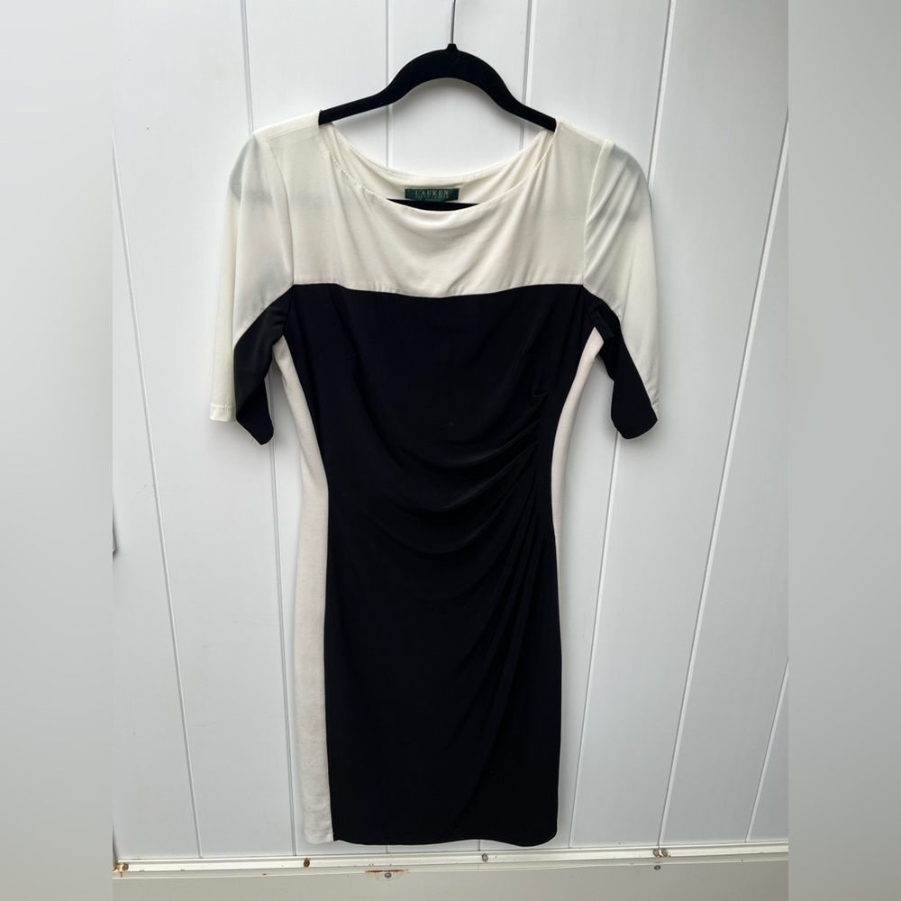 Lauren Ralph Lauren Black and Cream Midi Dress
